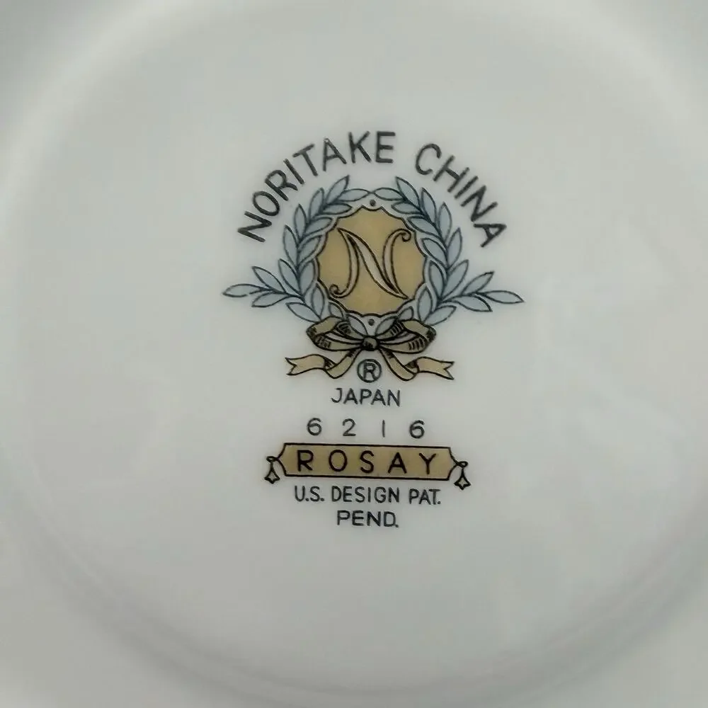 5 Noritake Rosay Flat Saucers 6216 White Rose Platinum Trim EUC